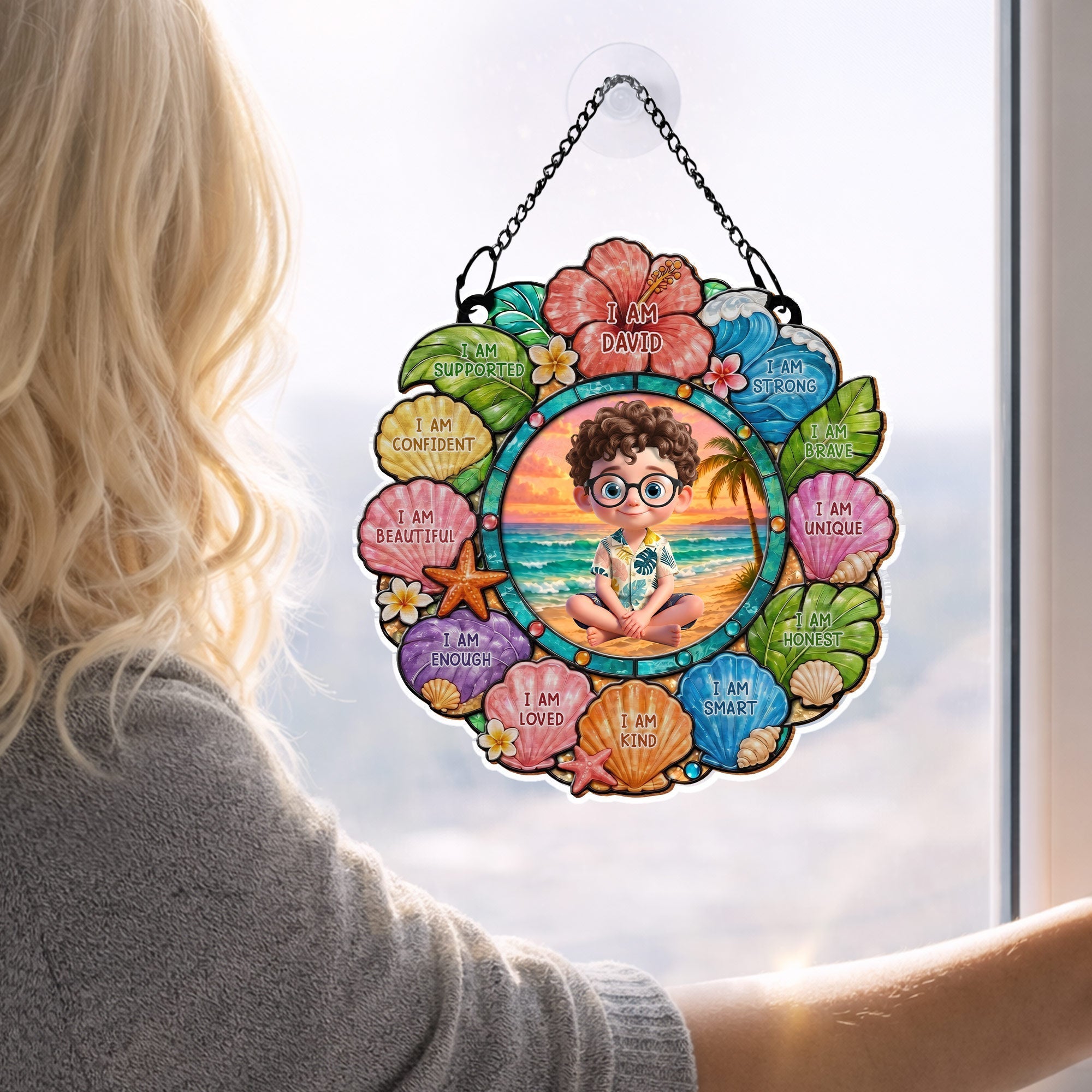 Custom Personalized Suncatcher for Kids with Name - Beach Theme Gift