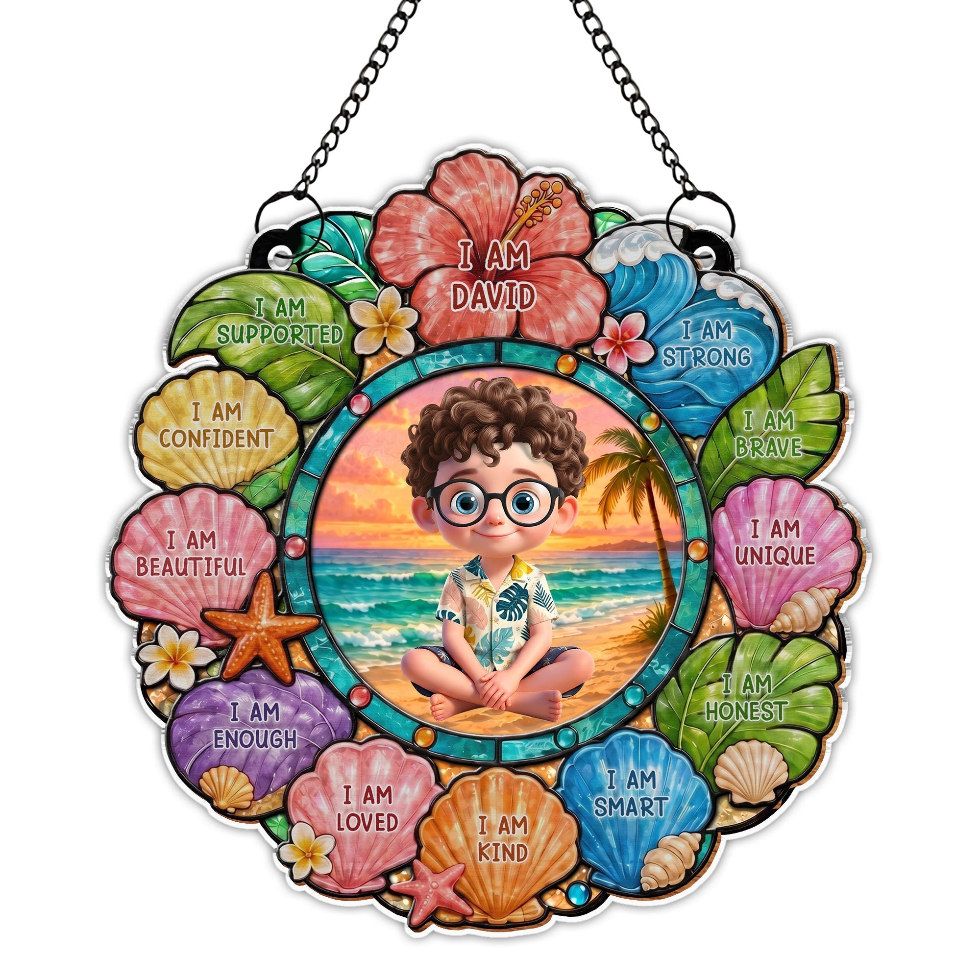 Custom Personalized Suncatcher for Kids with Name - Beach Theme Gift