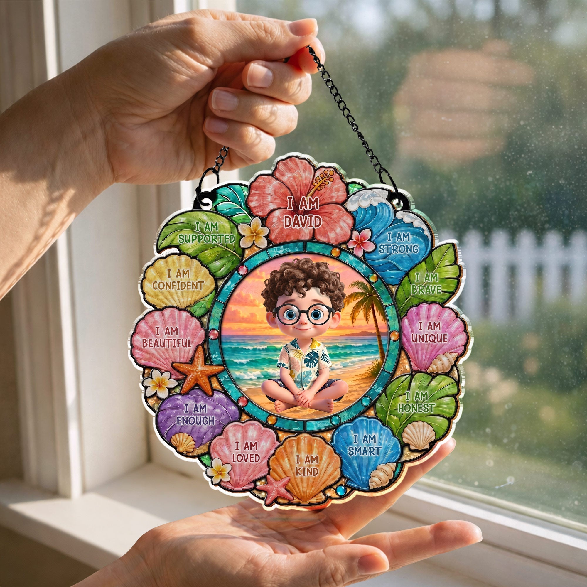 Custom Personalized Suncatcher for Kids with Name - Beach Theme Gift