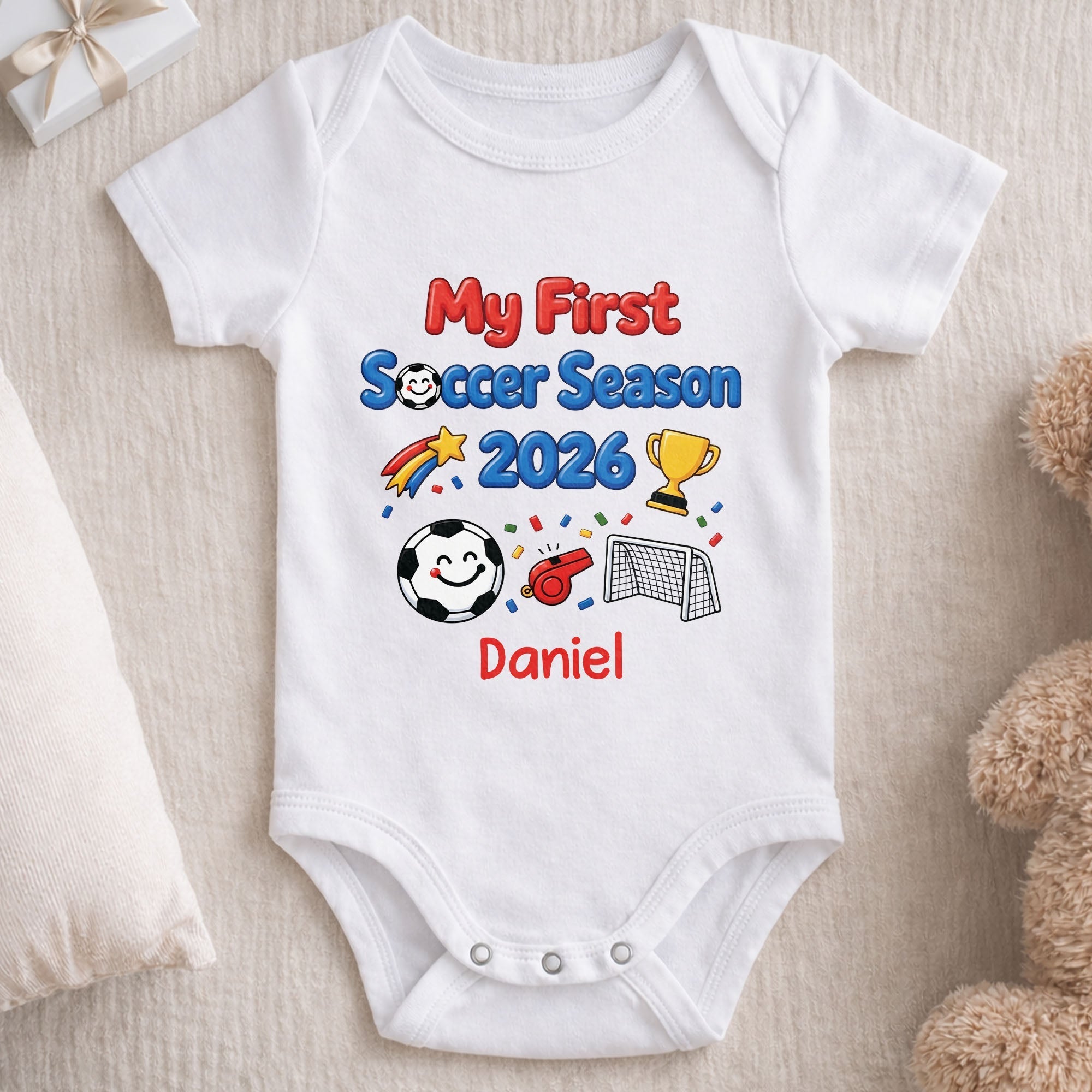 Personalized Baby Onesie Custom Name Soccer Gift for Kids