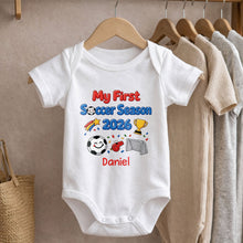 Load image into Gallery viewer, Personalized Baby Onesie Custom Name Soccer Gift for Kids
