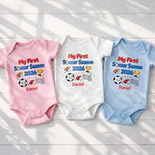 Load image into Gallery viewer, Personalized Baby Onesie Custom Name Soccer Gift for Kids
