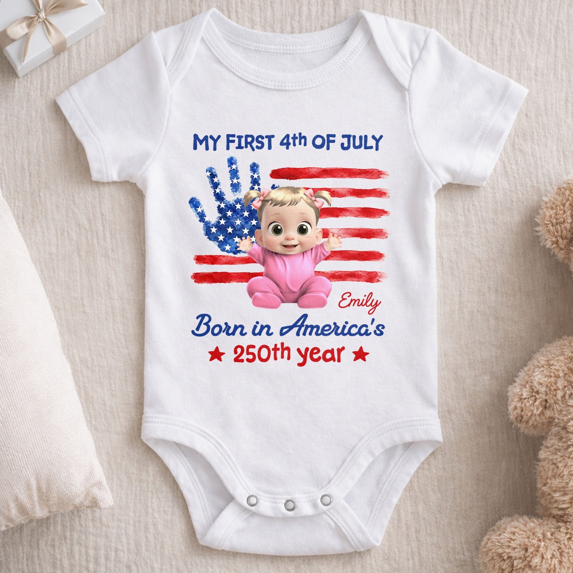 Personalized Baby Onesie Custom Name 4th of July Gift