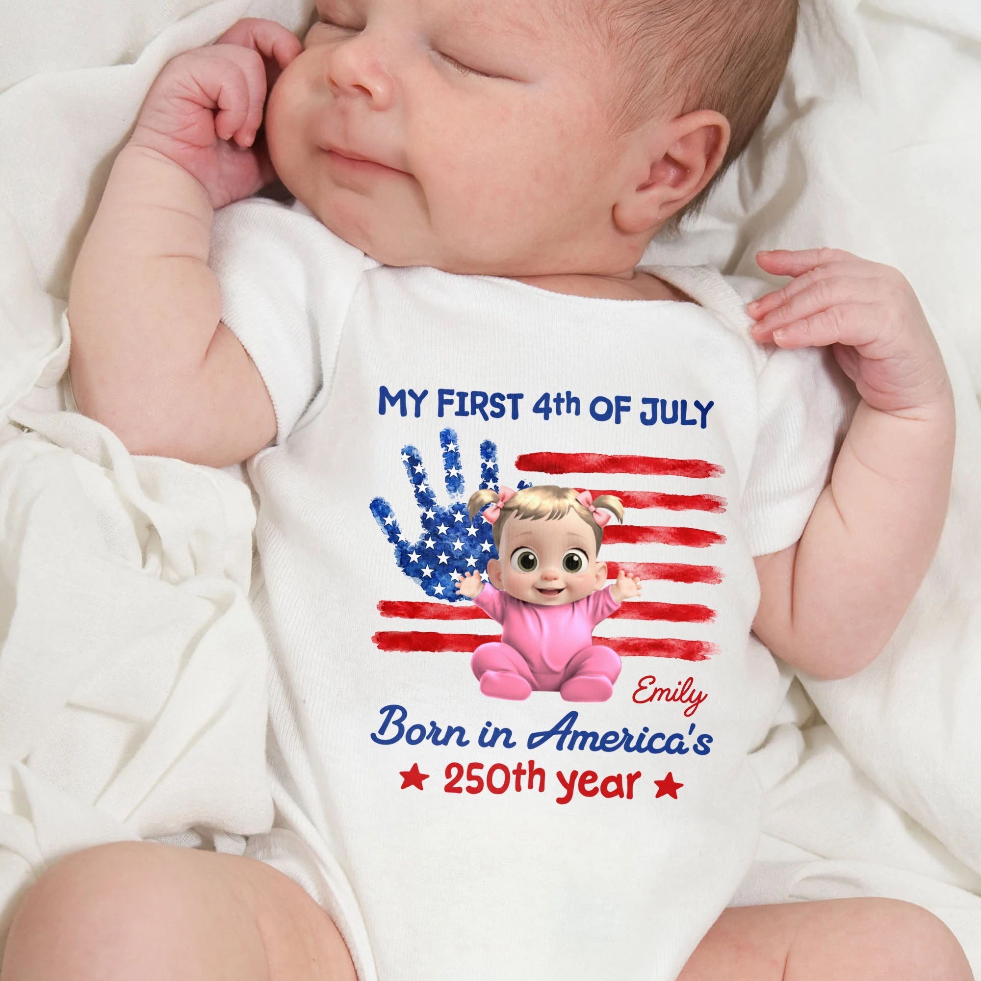 Personalized Baby Onesie Custom Name 4th of July Gift