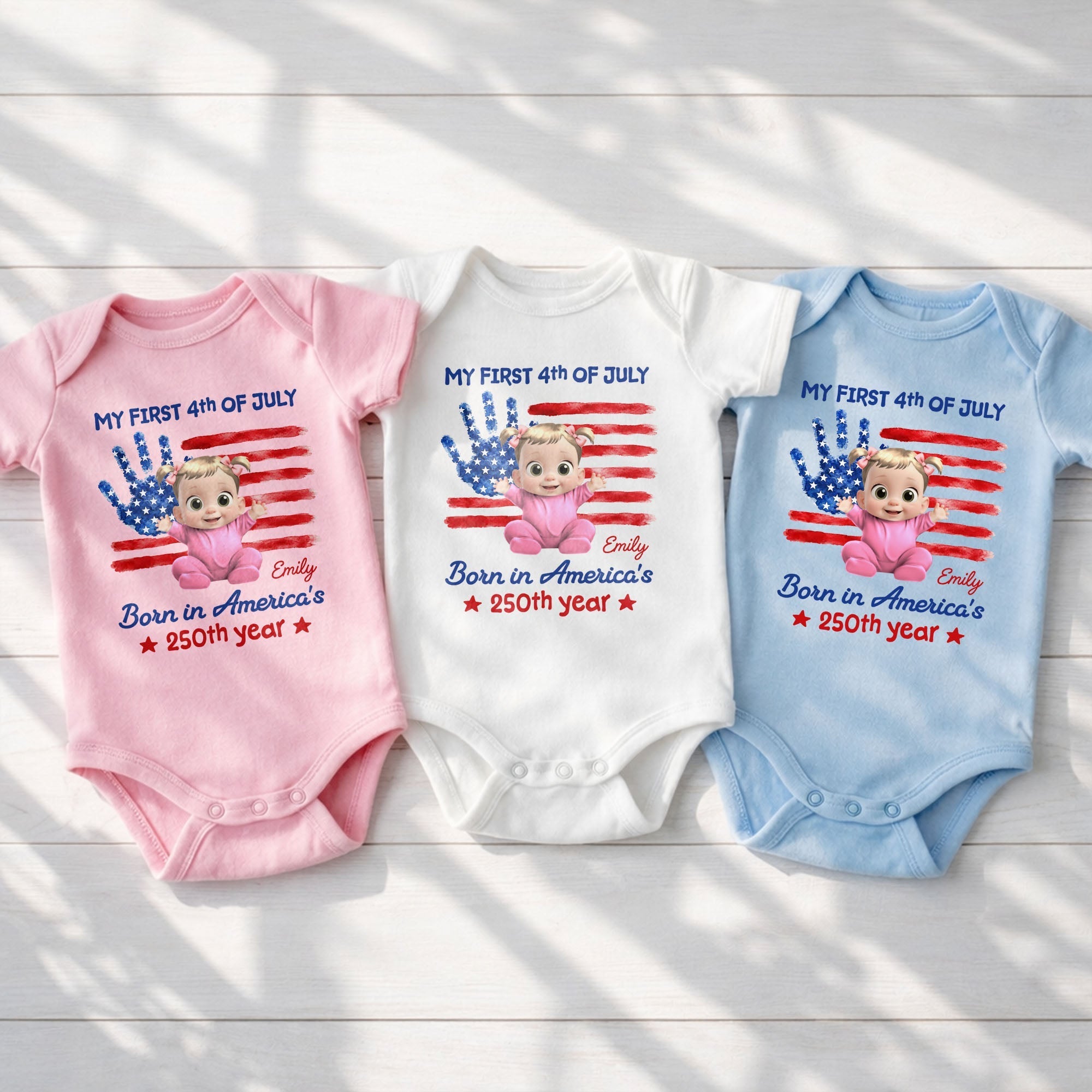 Personalized Baby Onesie Custom Name 4th of July Gift