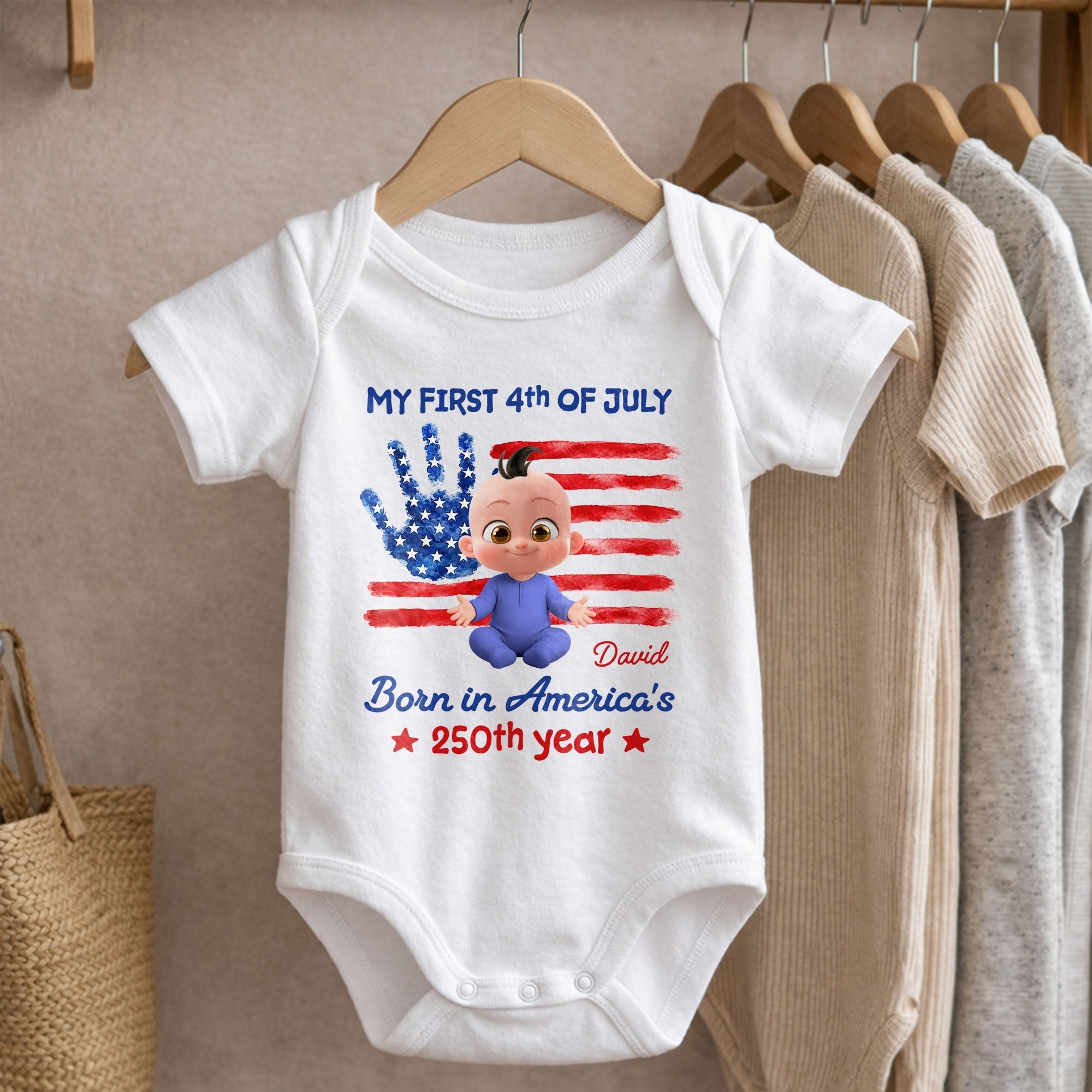 Personalized 4th of July Baby Onesie Custom Name Gift Idea