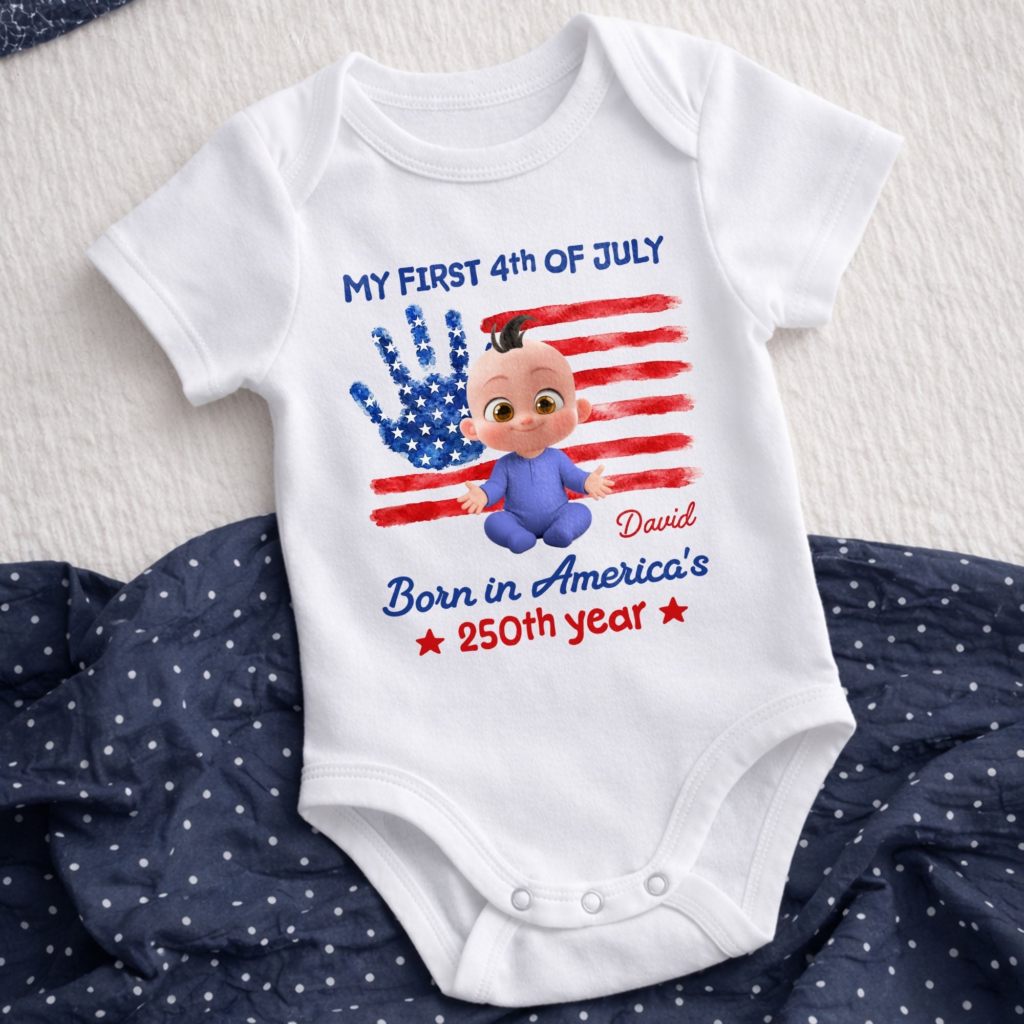 Personalized 4th of July Baby Onesie Custom Name Gift Idea