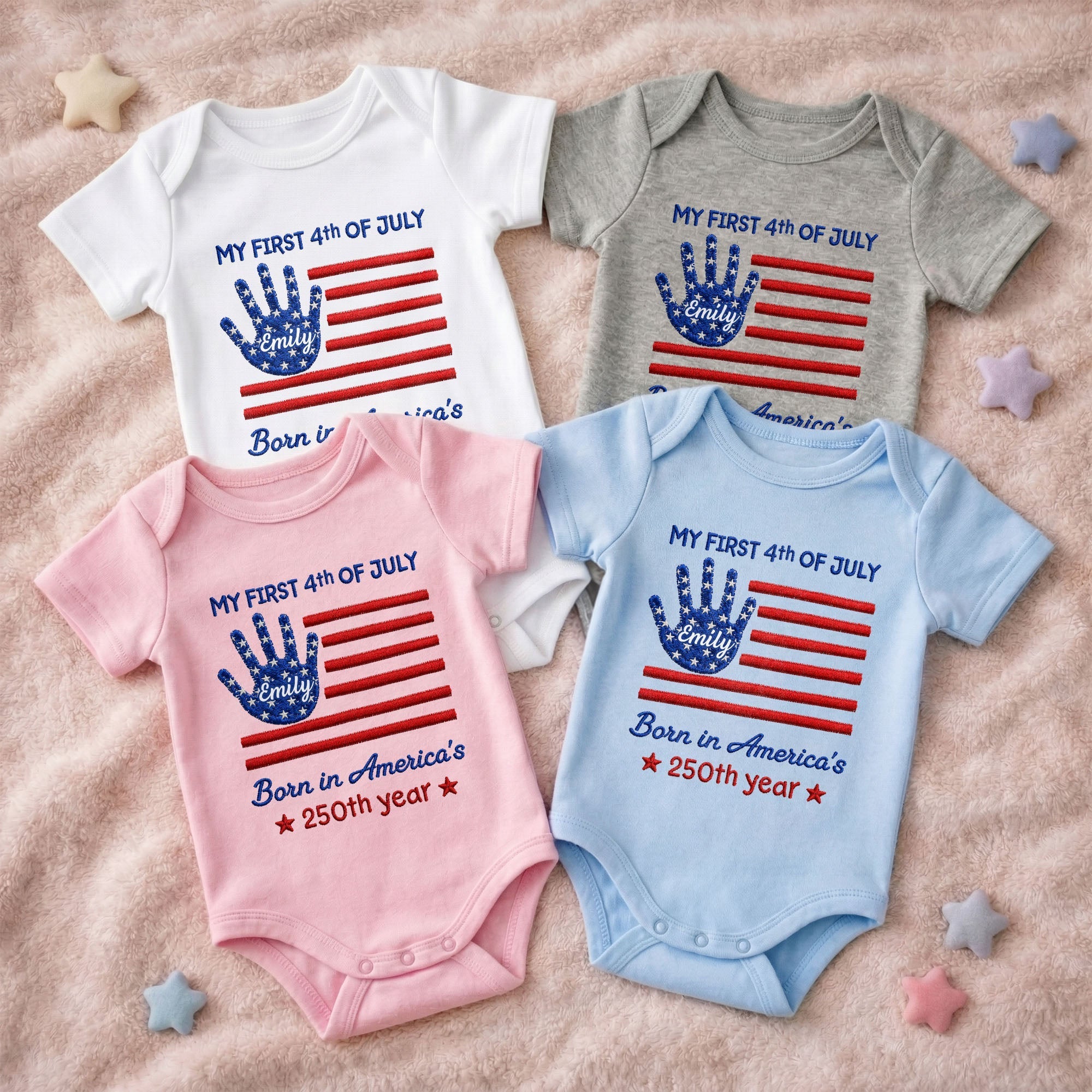 Personalized 4th of July Baby Onesie Custom Handprint Gift