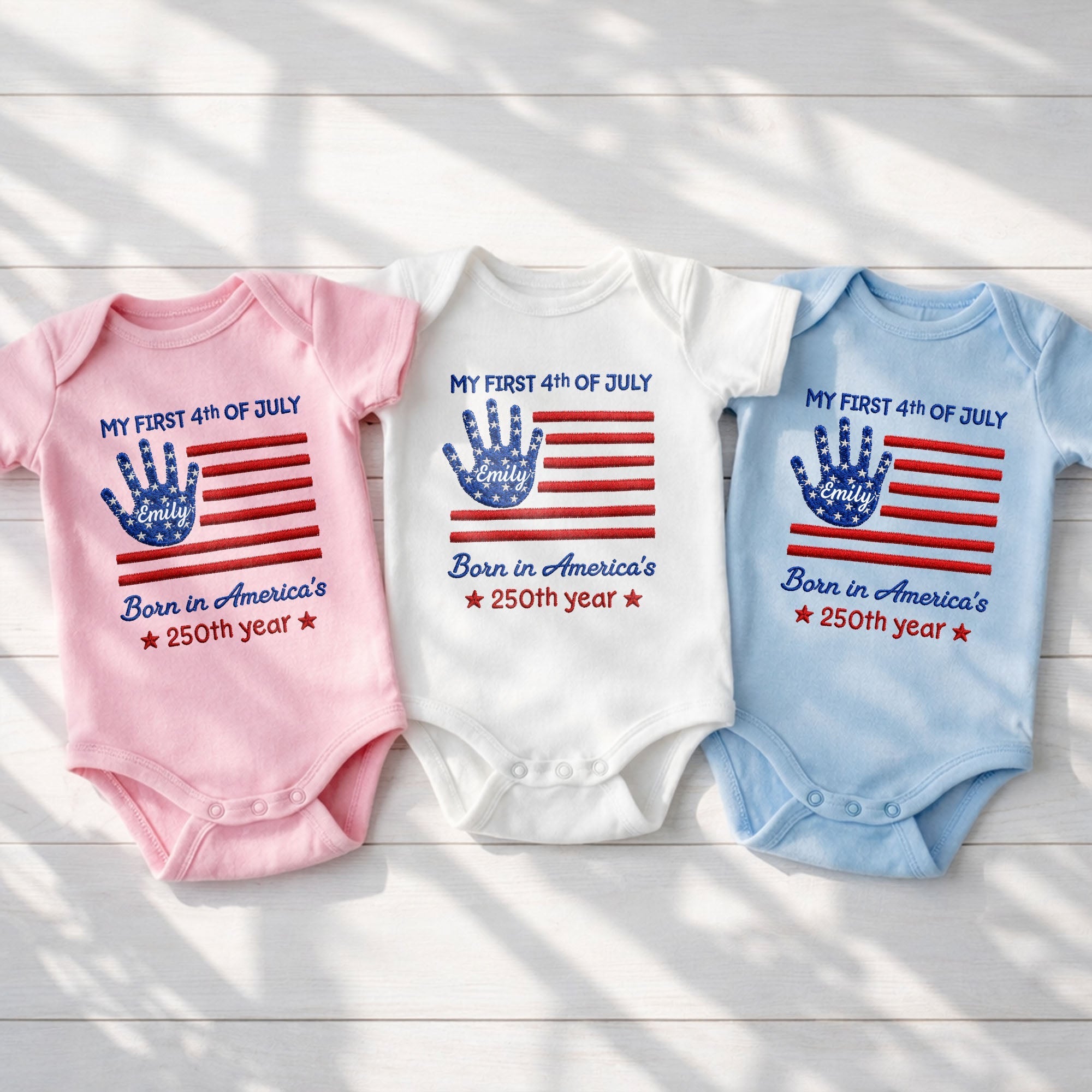 Personalized 4th of July Baby Onesie Custom Handprint Gift