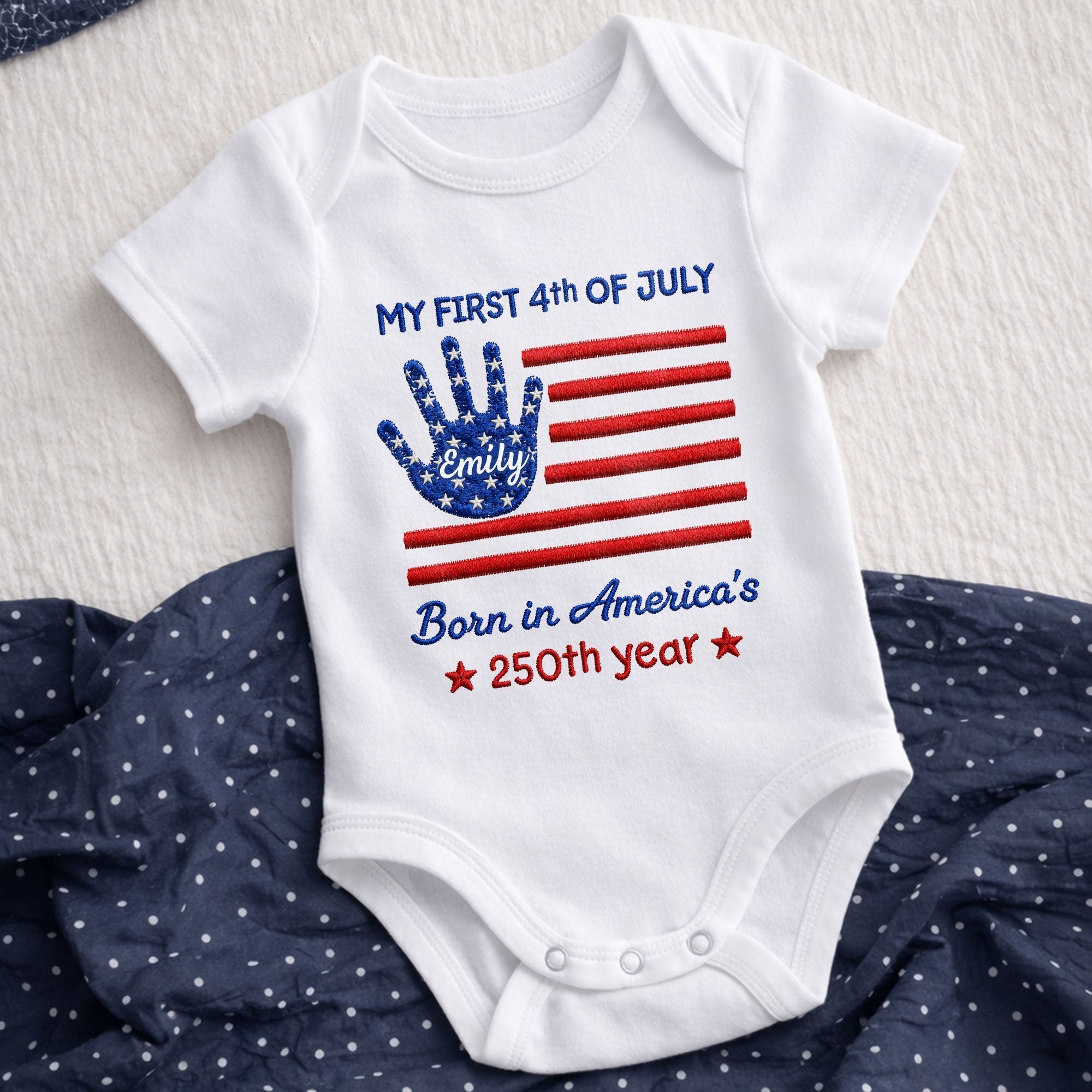 Personalized 4th of July Baby Onesie Custom Handprint Gift