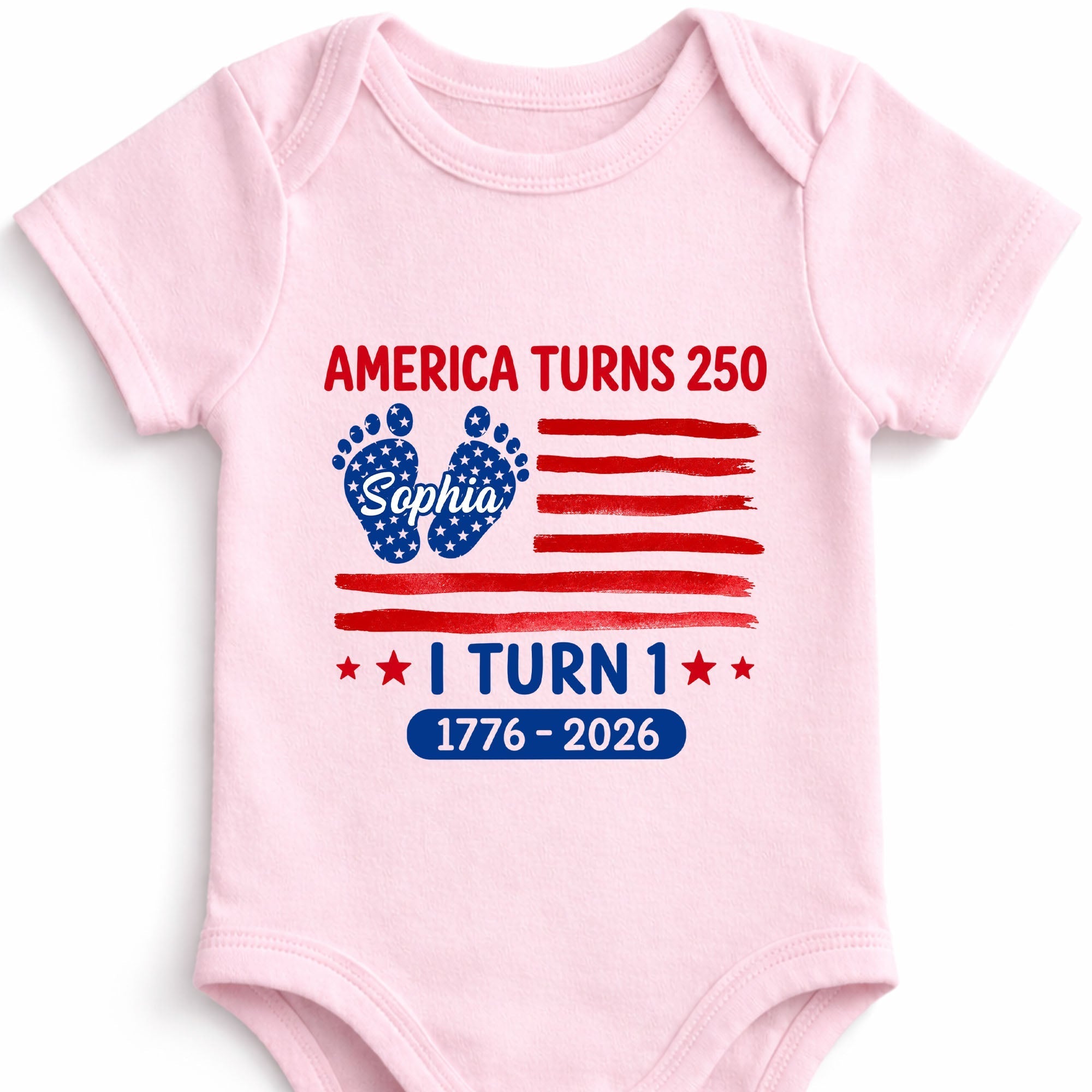Personalized Baby Onesie Custom Name American Flag First Birthday Gift