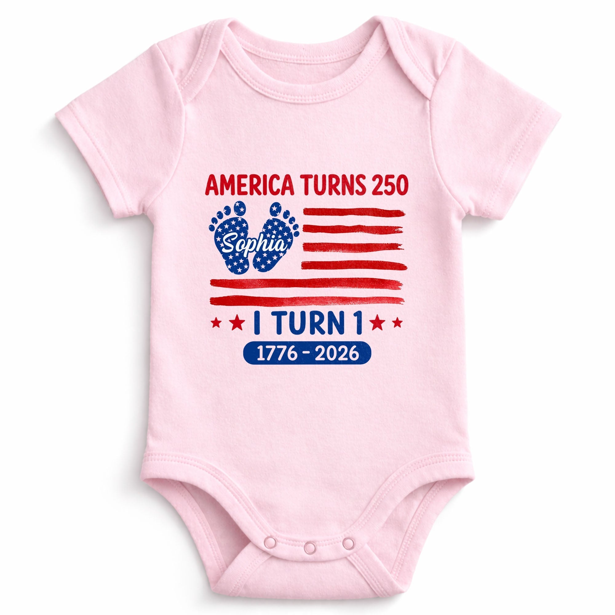 Personalized Baby Onesie Custom Name American Flag First Birthday Gift