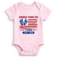 Load image into Gallery viewer, Personalized Baby Onesie Custom Name American Flag First Birthday Gift
