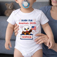 Load image into Gallery viewer, Personalized Eagle USA Flag Baby Onesie Custom Name Gift

