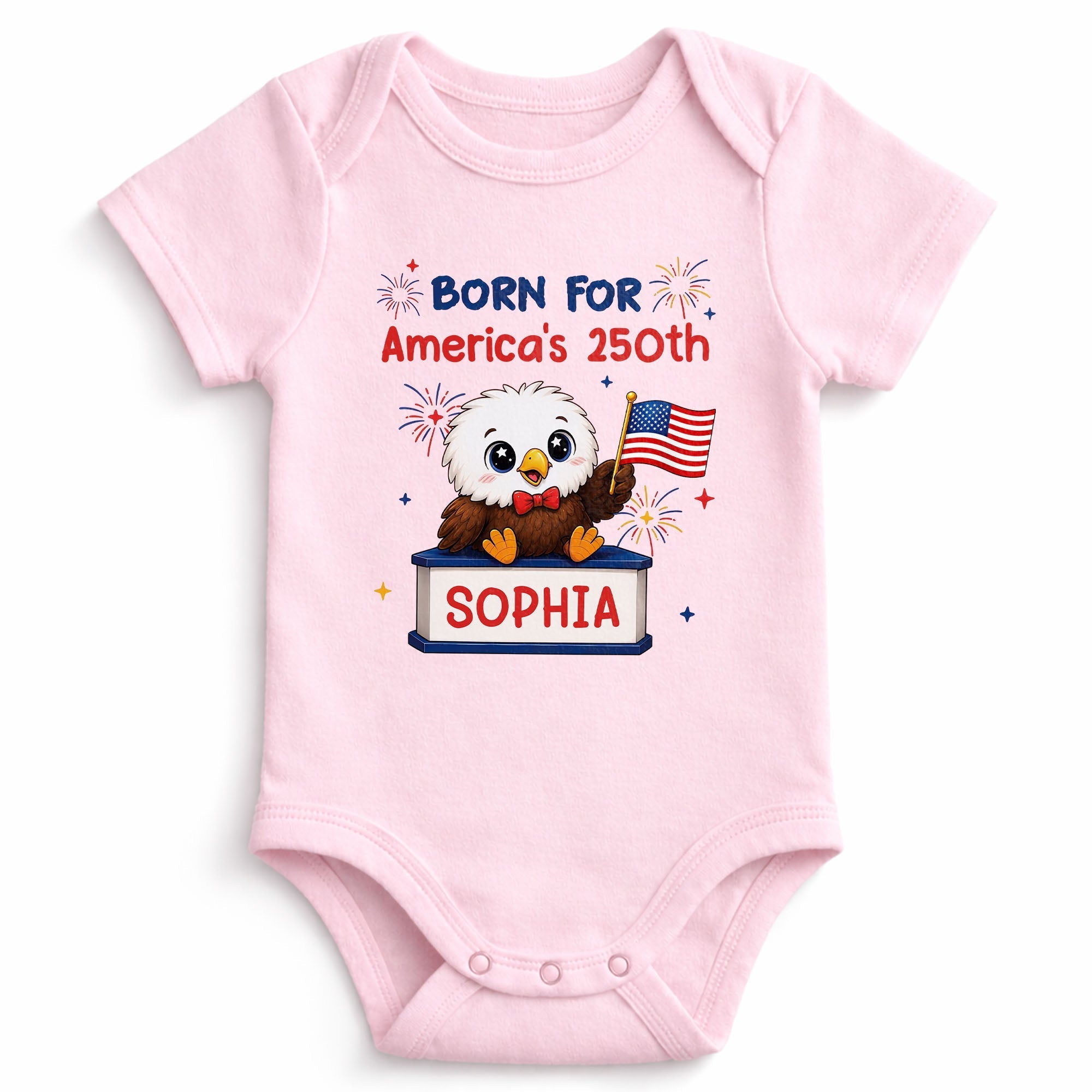 Personalized Eagle USA Flag Baby Onesie Custom Name Gift