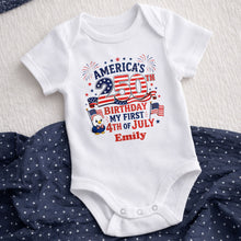Load image into Gallery viewer, Personalized Baby Onesie My First 4th of July Gift Idea
