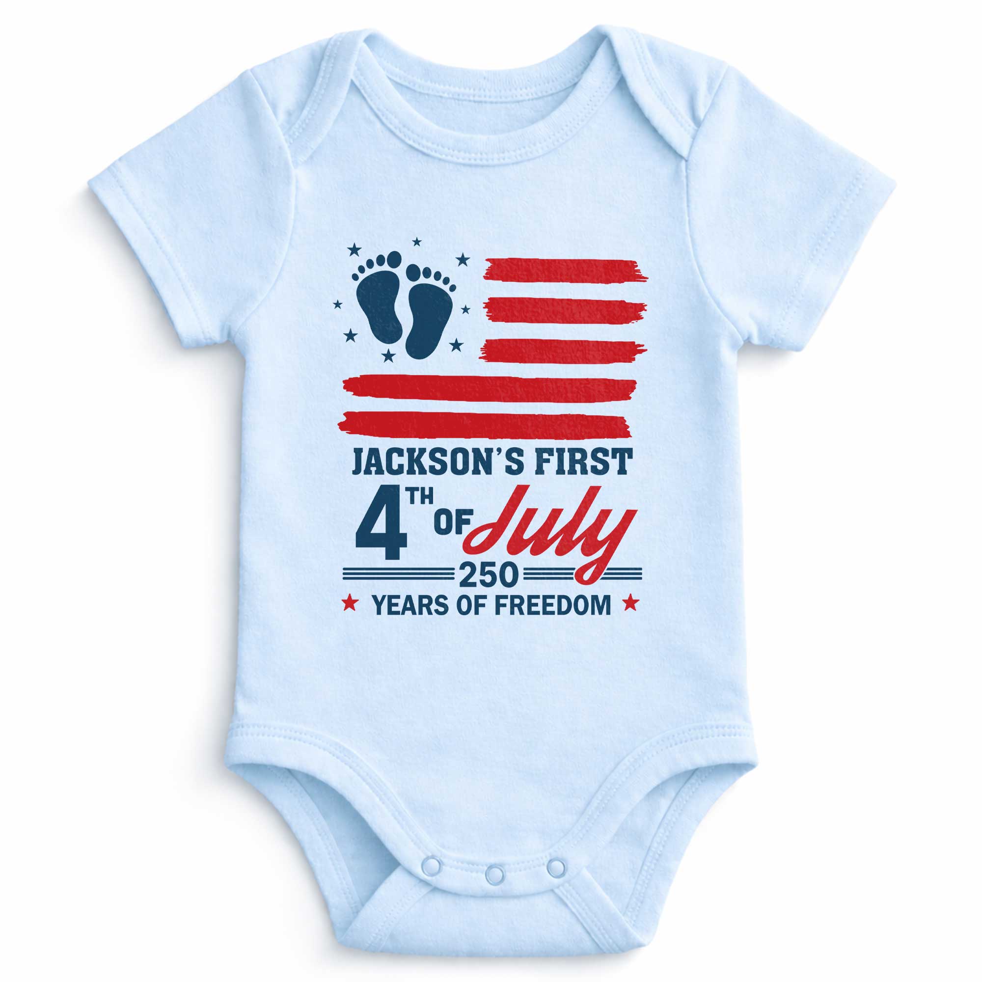 Personalized 4th of July Baby Onesie Custom Name USA Flag Gift