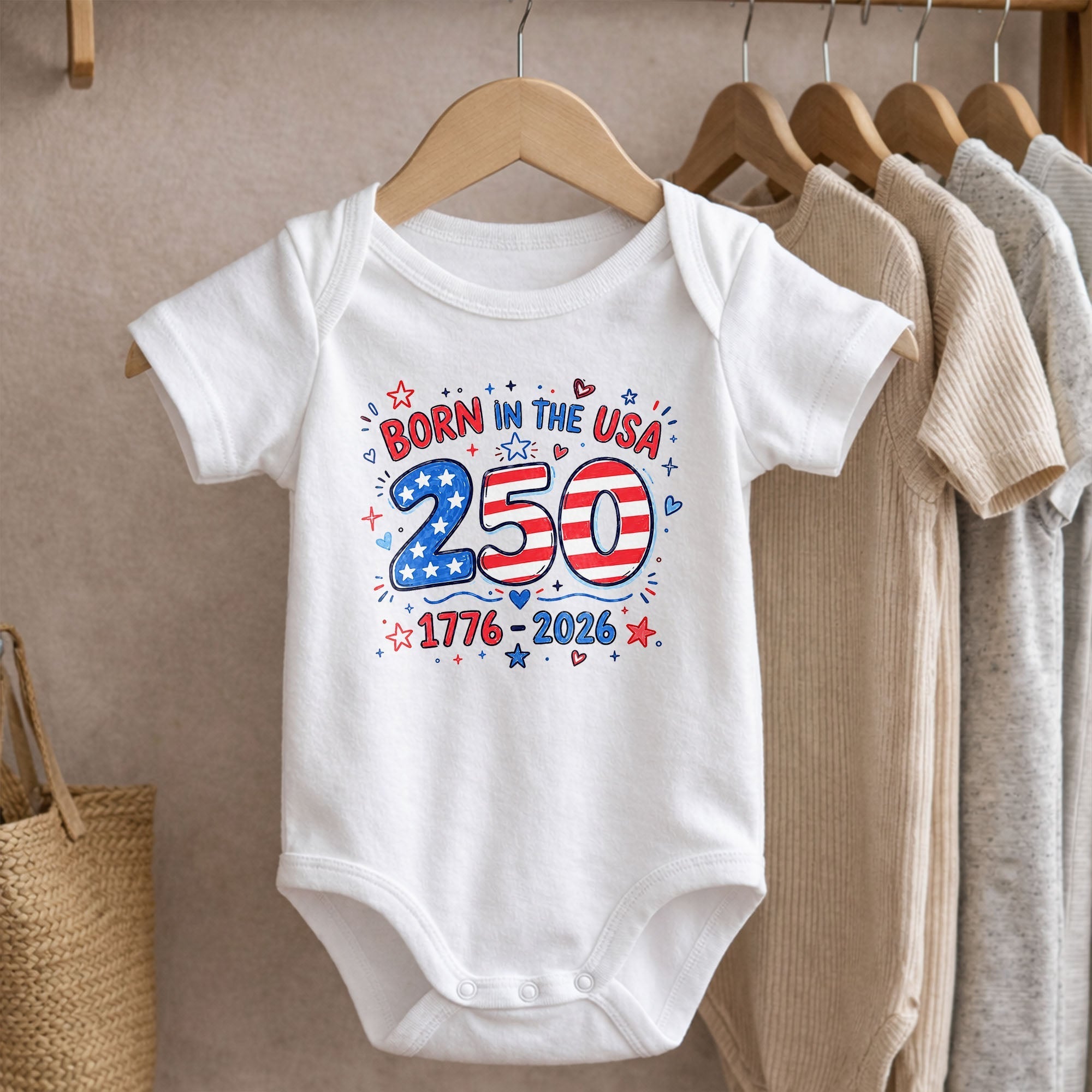 Personalized Baby Onesie Stars & Stripes Custom Name Gift