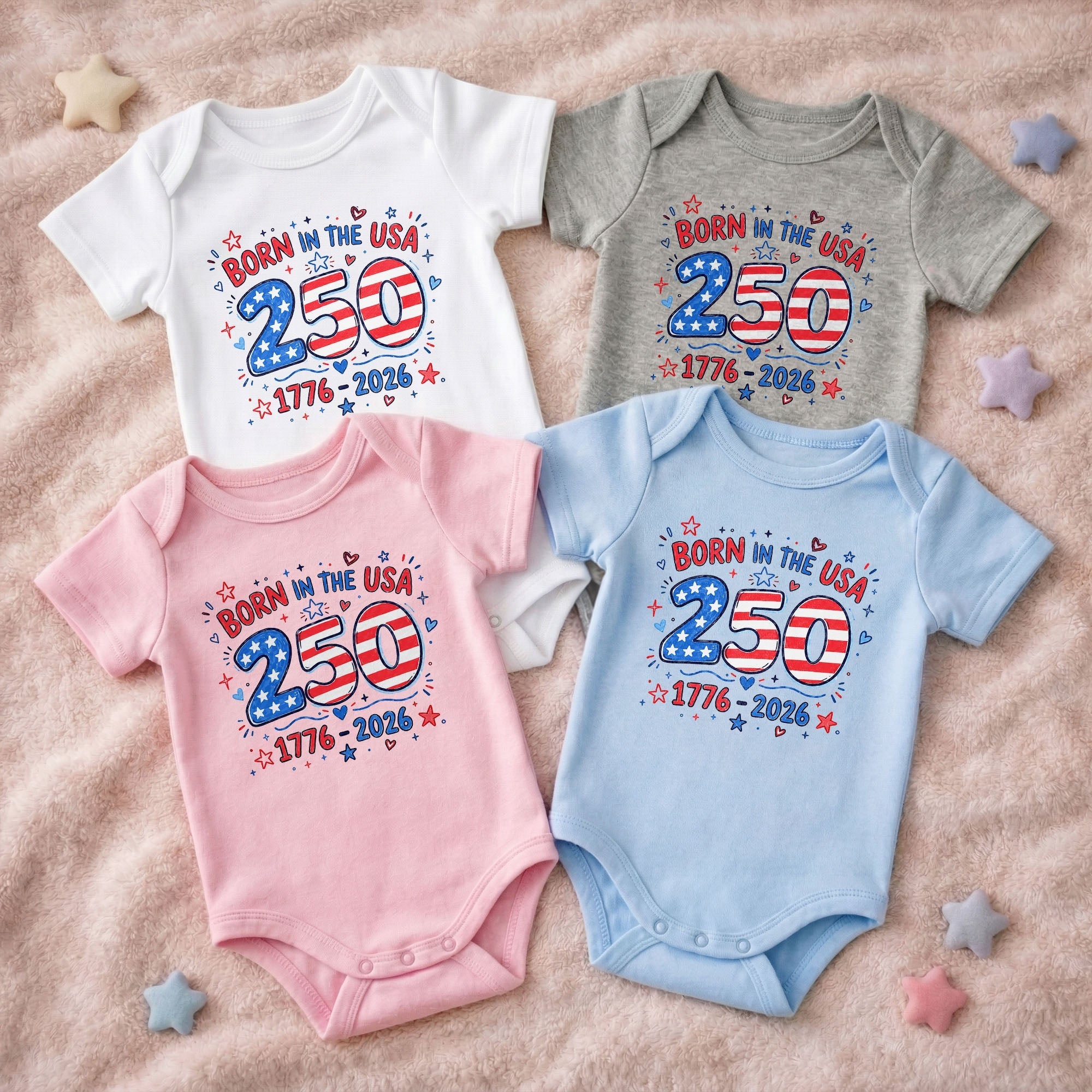 Personalized Baby Onesie Stars & Stripes Custom Name Gift