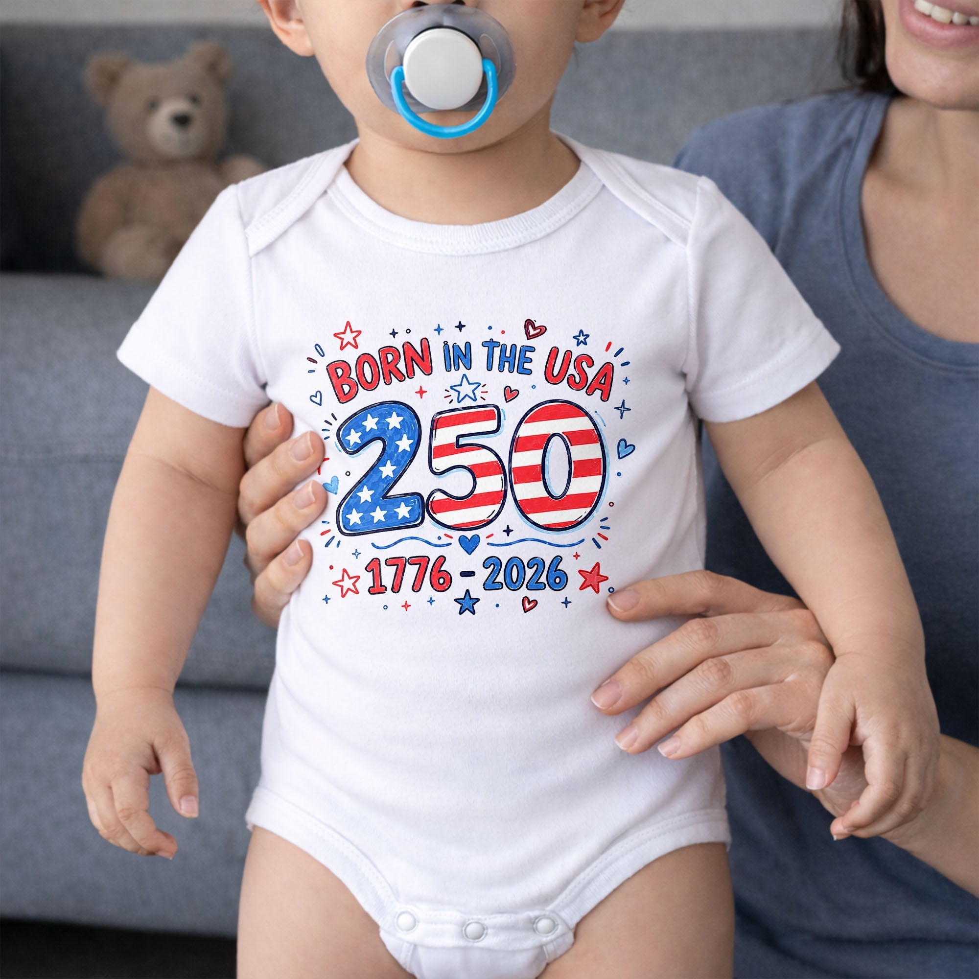 Personalized Baby Onesie Stars & Stripes Custom Name Gift