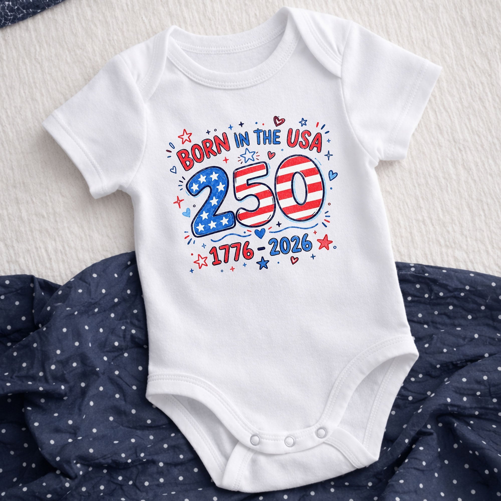 Personalized Baby Onesie Stars & Stripes Custom Name Gift