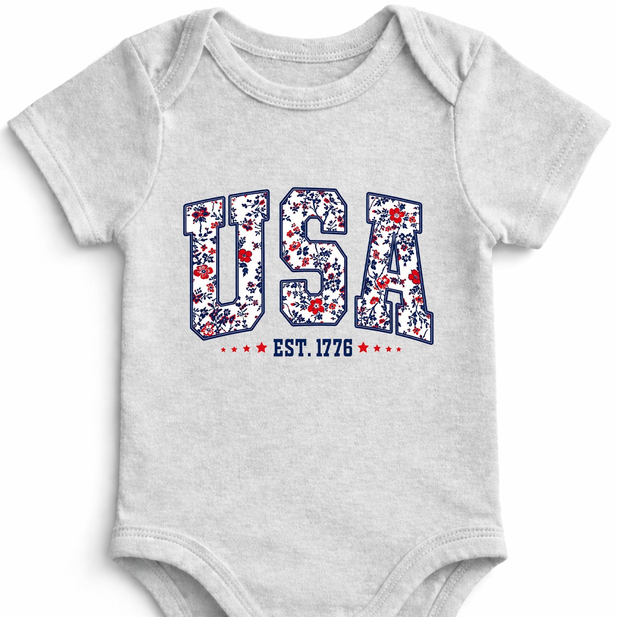 Personalized Floral Print Baby Onesie Custom Name Gift for Kids