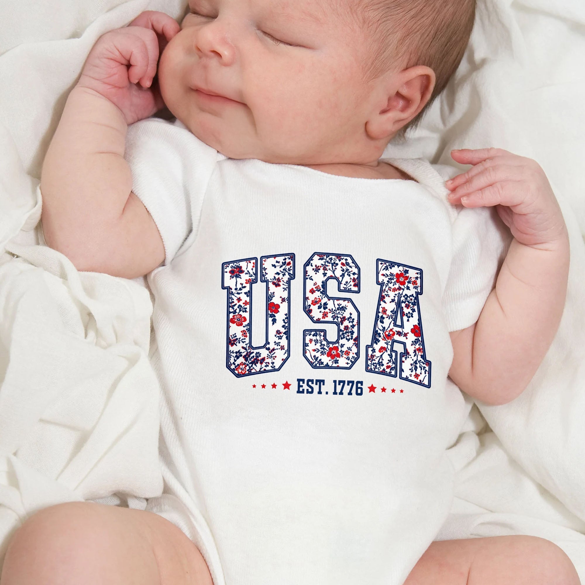 Personalized Floral Print Baby Onesie Custom Name Gift for Kids
