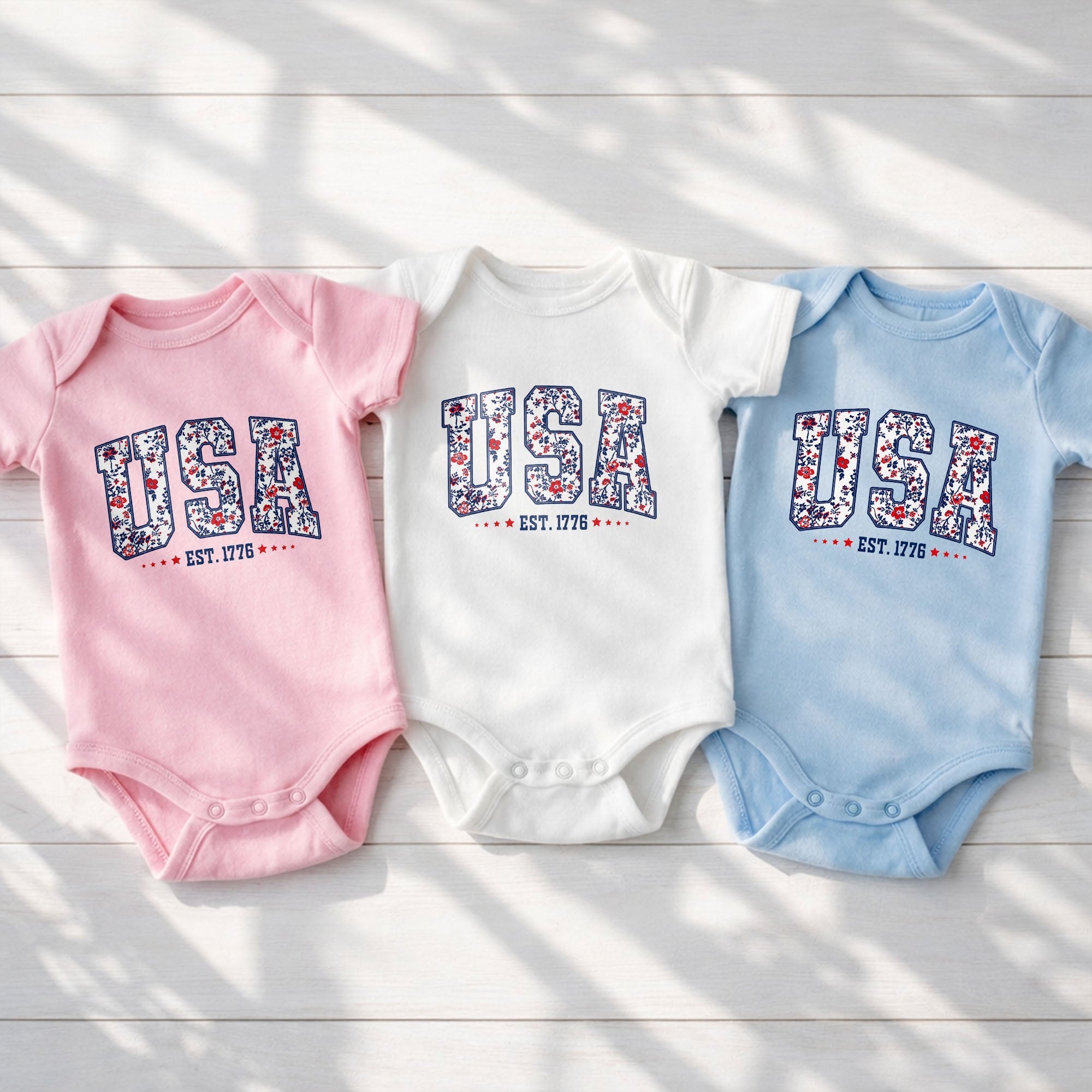 Personalized Floral Print Baby Onesie Custom Name Gift for Kids