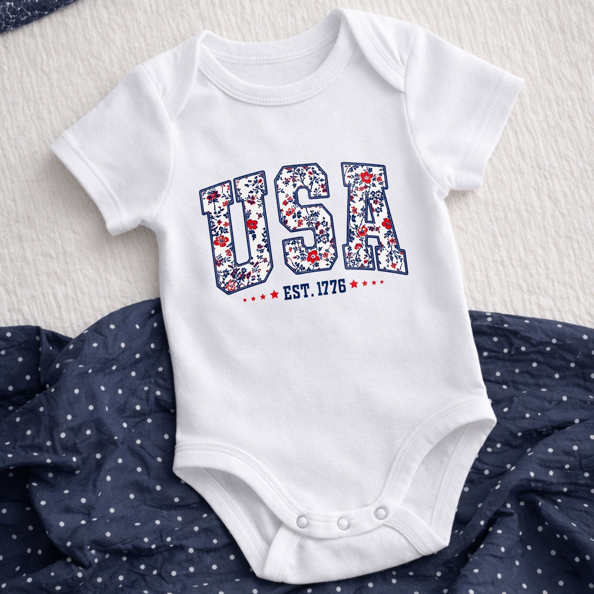 Personalized Floral Print Baby Onesie Custom Name Gift for Kids