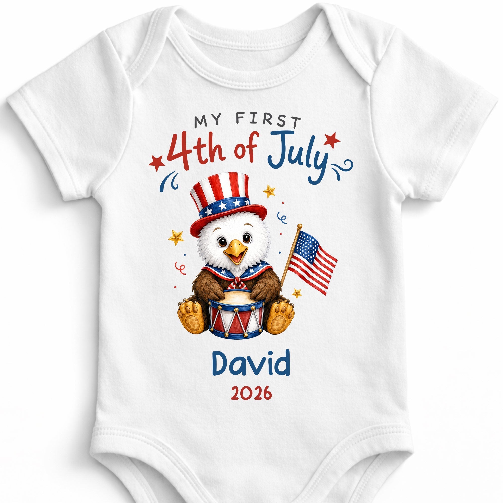 Personalized 4th of July Baby Onesie Custom Name Keepsake Gift