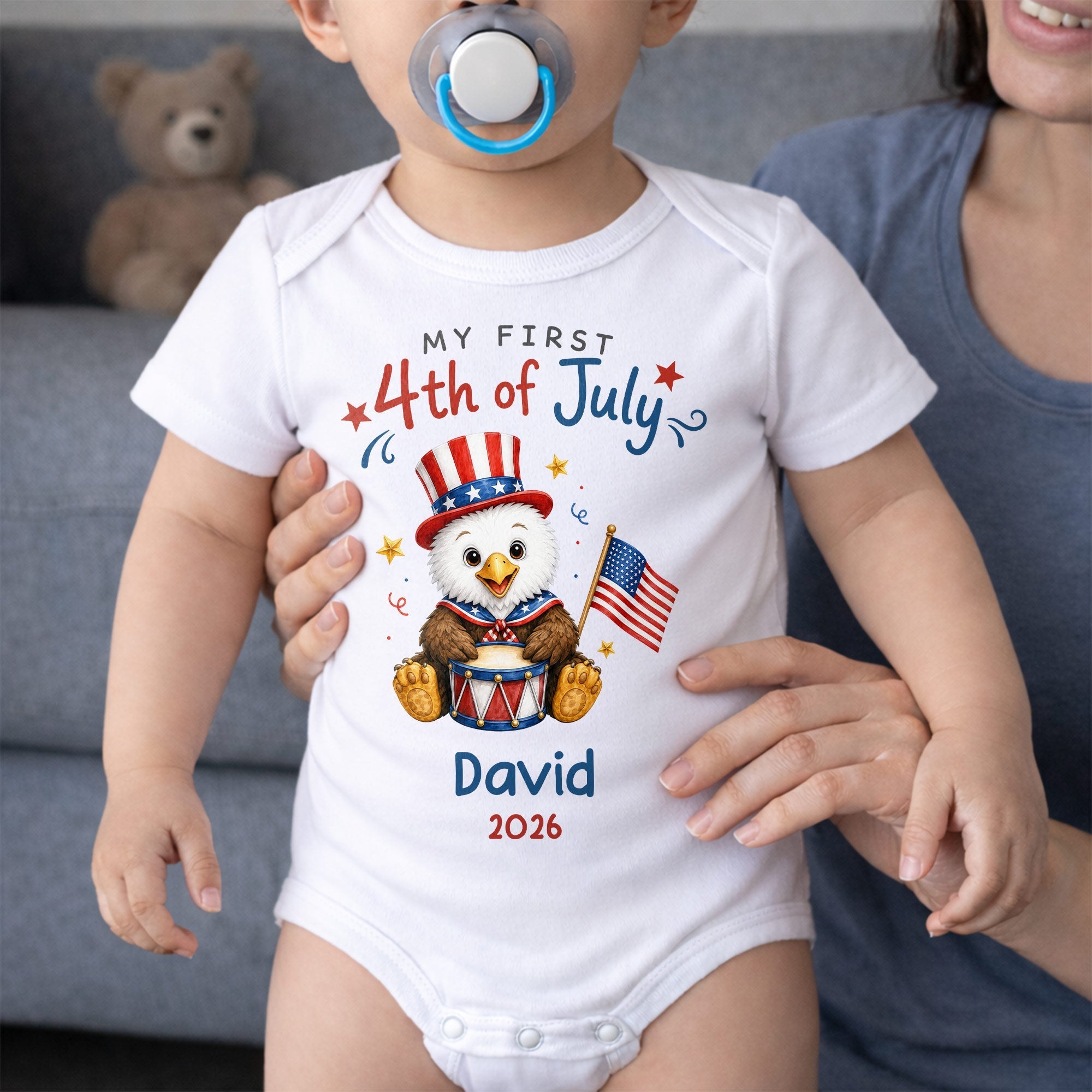 Personalized 4th of July Baby Onesie Custom Name Keepsake Gift