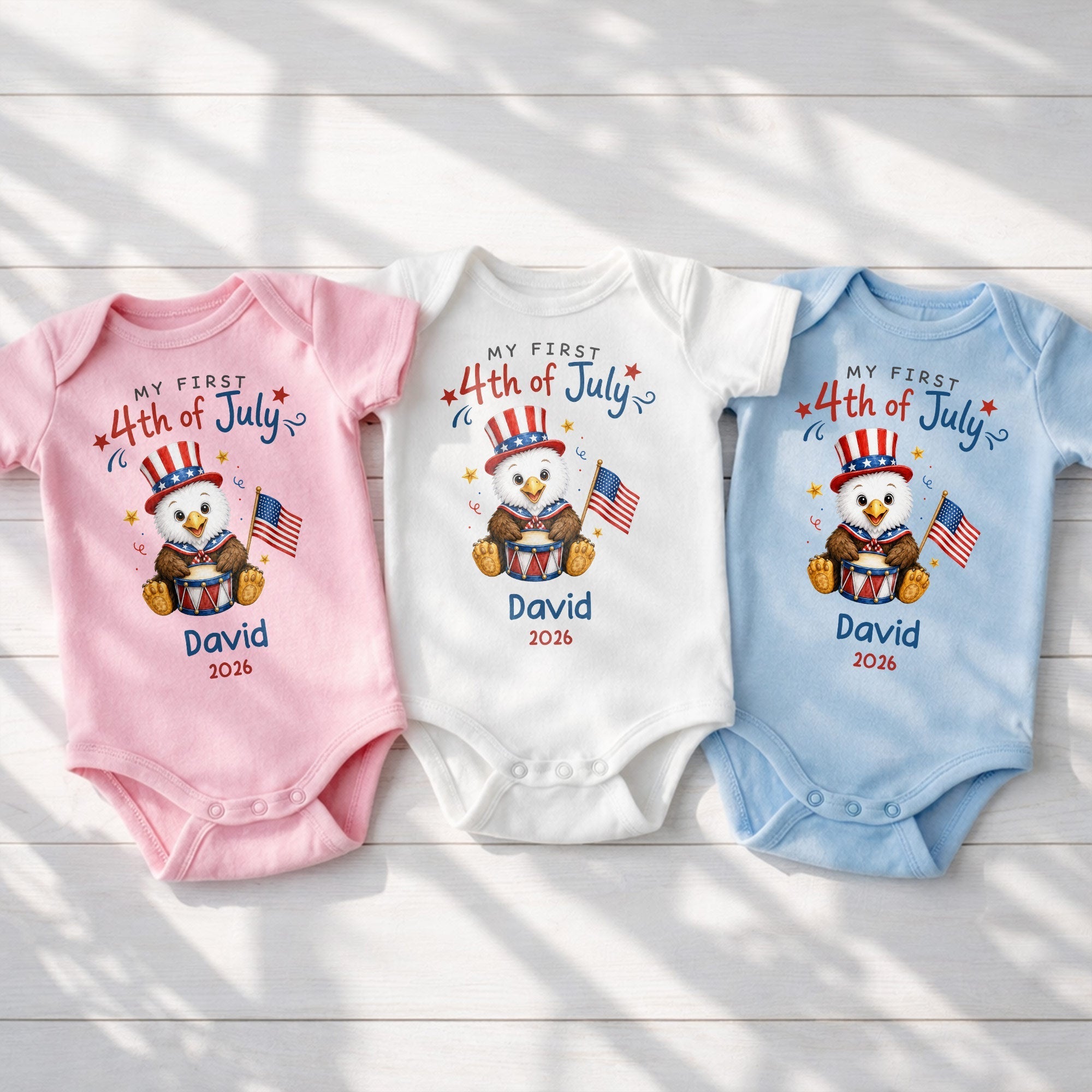 Personalized 4th of July Baby Onesie Custom Name Keepsake Gift