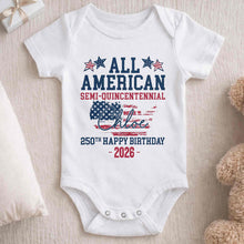 Load image into Gallery viewer, Personalized Baby Onesie USA Flag Custom Name 4th of July Gift

