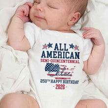 Load image into Gallery viewer, Personalized Baby Onesie USA Flag Custom Name 4th of July Gift
