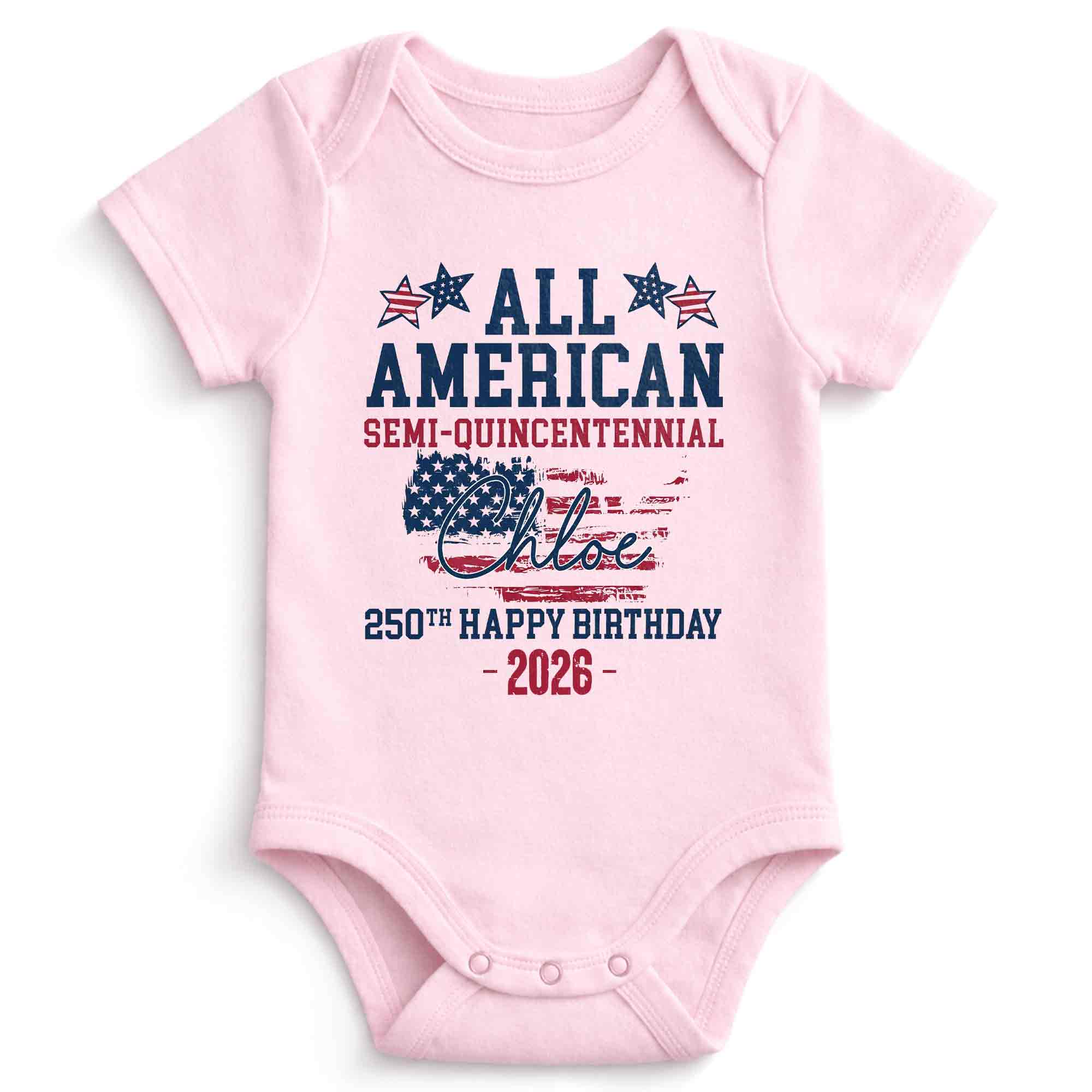 Personalized Baby Onesie USA Flag Custom Name 4th of July Gift