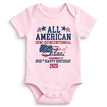 Load image into Gallery viewer, Personalized Baby Onesie USA Flag Custom Name 4th of July Gift
