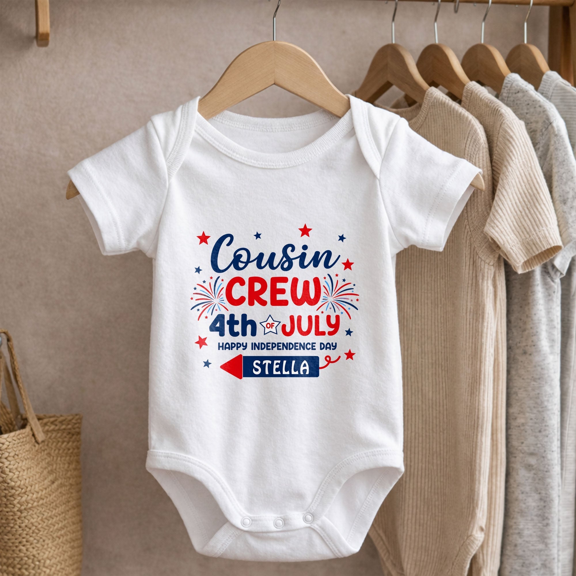 Personalized Cousin Crew Baby Onesie Custom Name 4th of July Gift