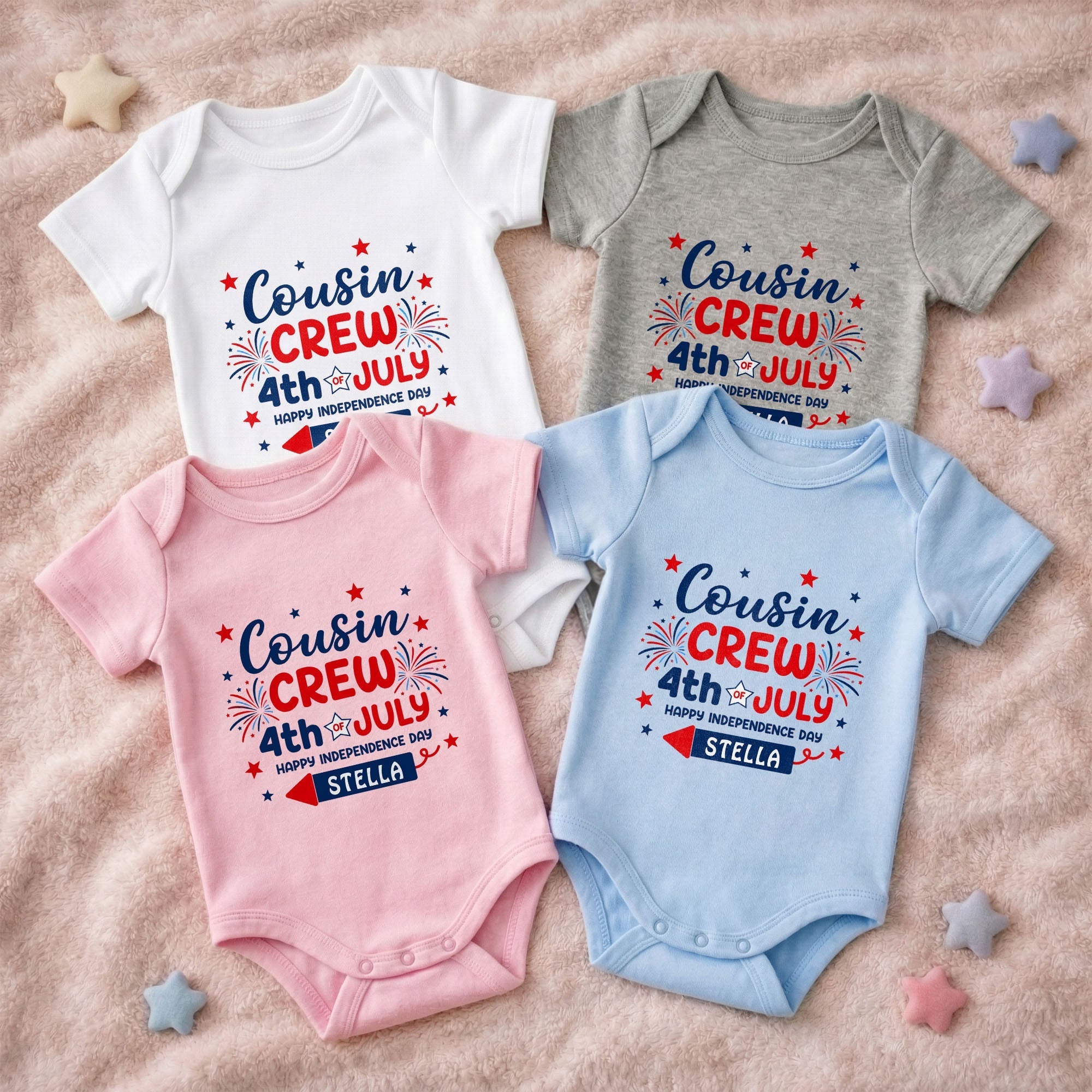 Personalized Cousin Crew Baby Onesie Custom Name 4th of July Gift
