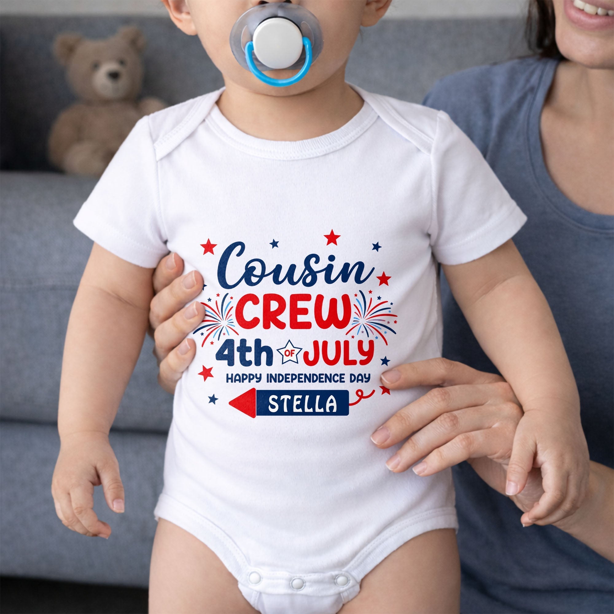 Personalized Cousin Crew Baby Onesie Custom Name 4th of July Gift