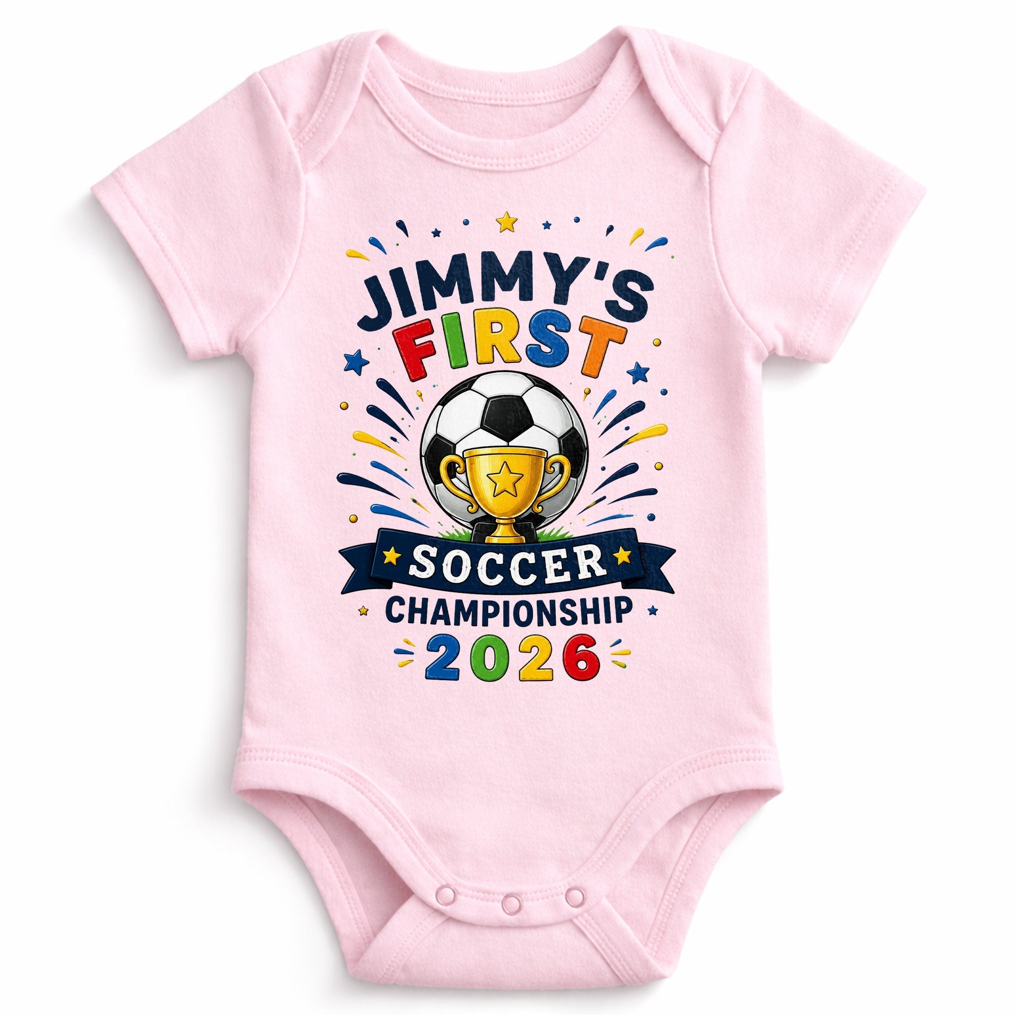 Personalized Baby Onesie Custom Name Soccer Championship Gift