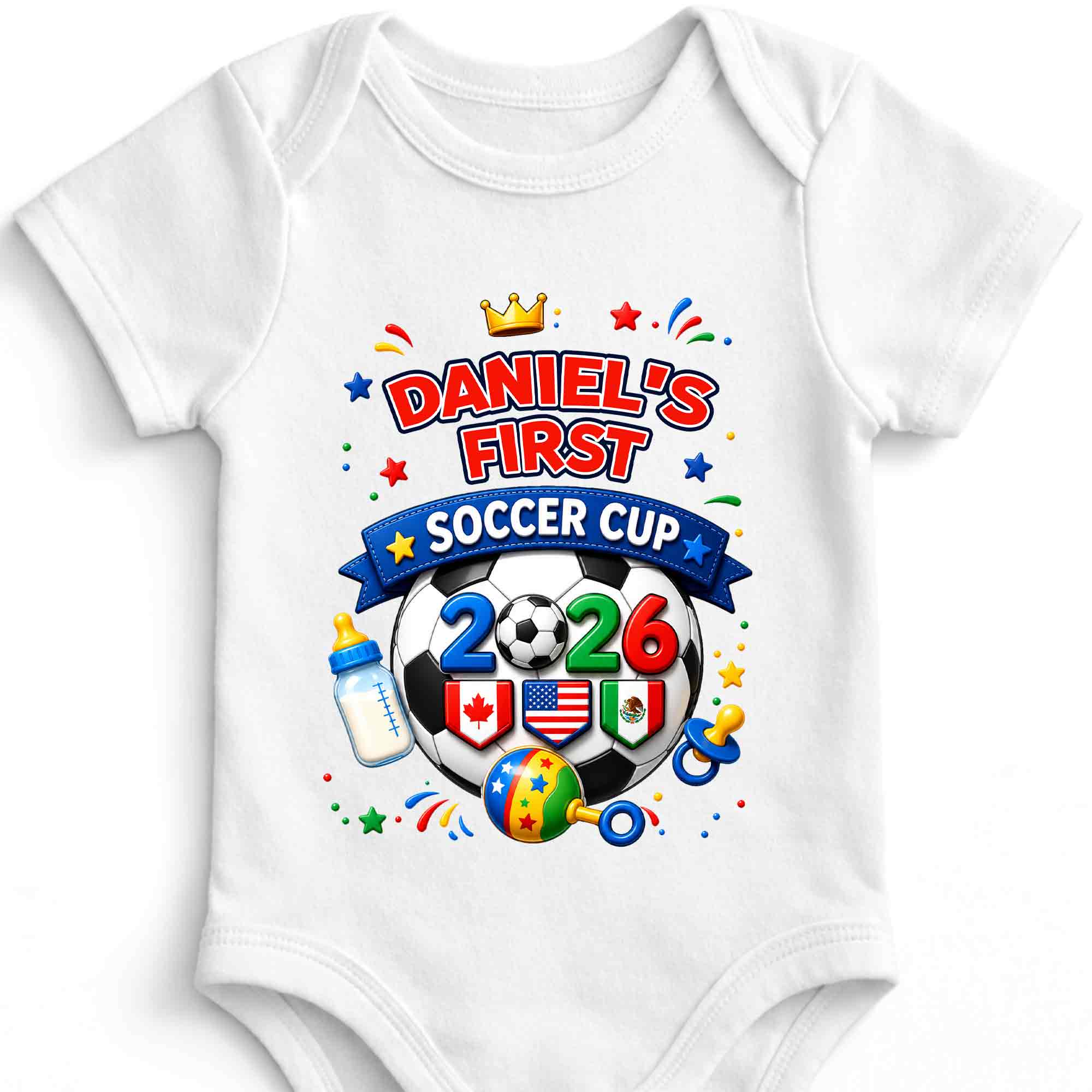 Personalized Soccer Ball Baby Onesie Custom Name Gift for Kids