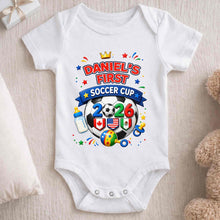 Load image into Gallery viewer, Personalized Soccer Ball Baby Onesie Custom Name Gift for Kids
