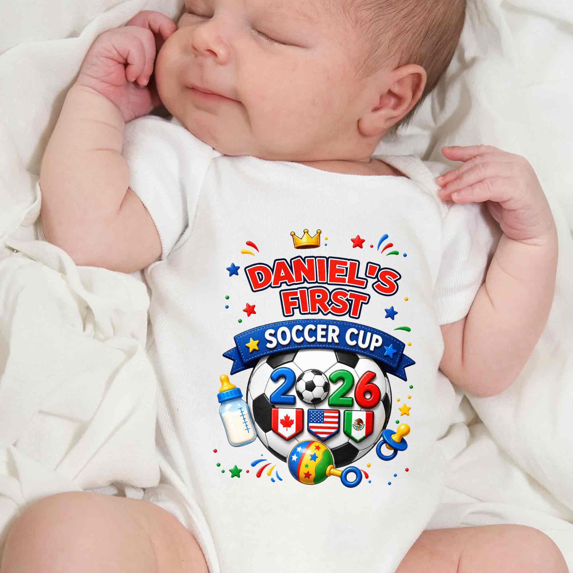 Personalized Soccer Ball Baby Onesie Custom Name Gift for Kids