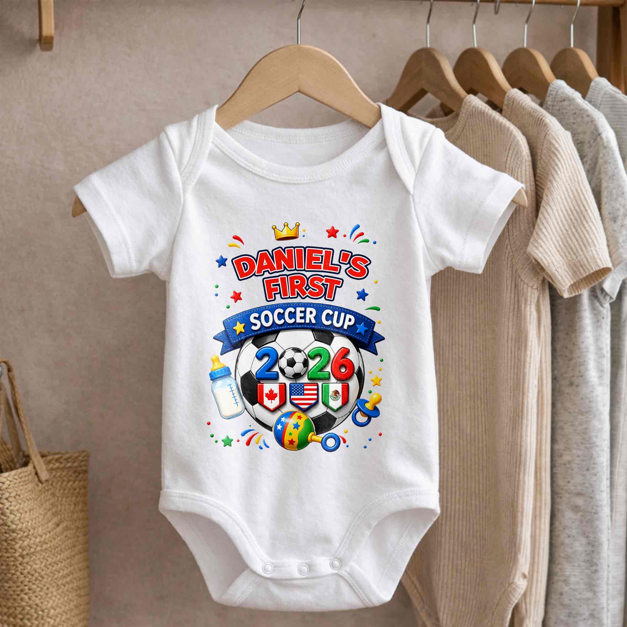 Personalized Soccer Ball Baby Onesie Custom Name Gift for Kids