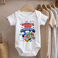 Load image into Gallery viewer, Personalized Soccer Ball Baby Onesie Custom Name Gift for Kids
