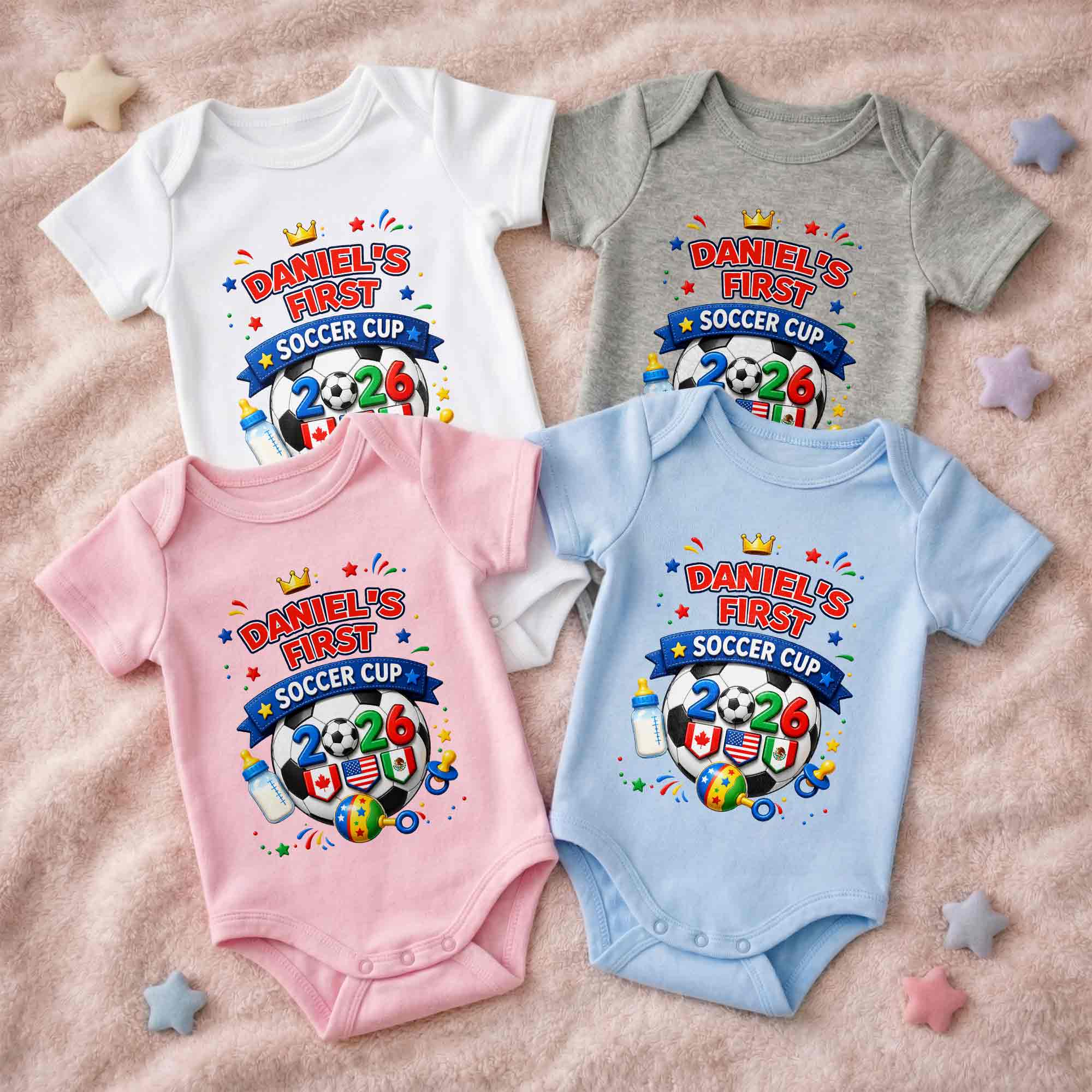 Personalized Soccer Ball Baby Onesie Custom Name Gift for Kids