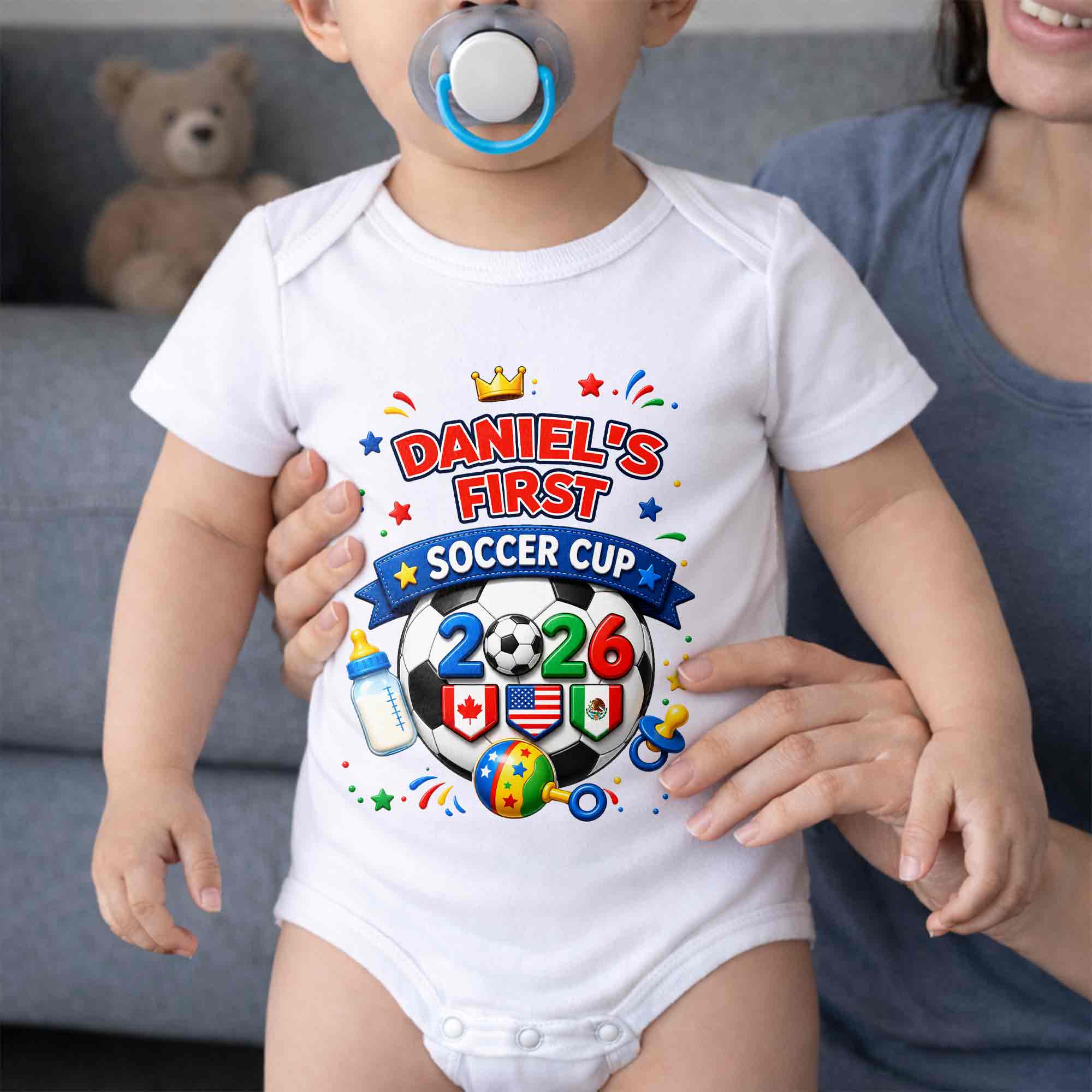 Personalized Soccer Ball Baby Onesie Custom Name Gift for Kids