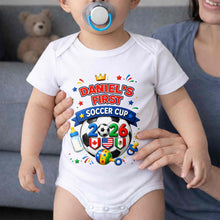 Load image into Gallery viewer, Personalized Soccer Ball Baby Onesie Custom Name Gift for Kids
