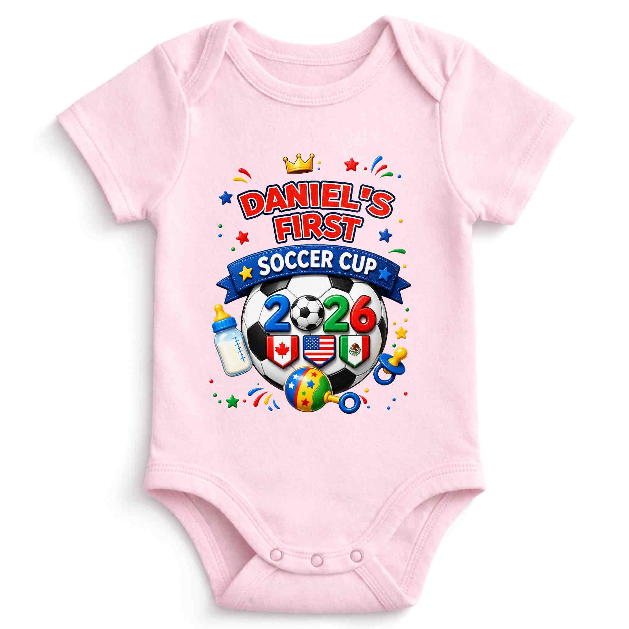 Personalized Soccer Ball Baby Onesie Custom Name Gift for Kids