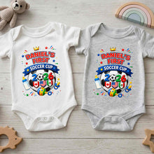 Load image into Gallery viewer, Personalized Soccer Ball Baby Onesie Custom Name Gift for Kids
